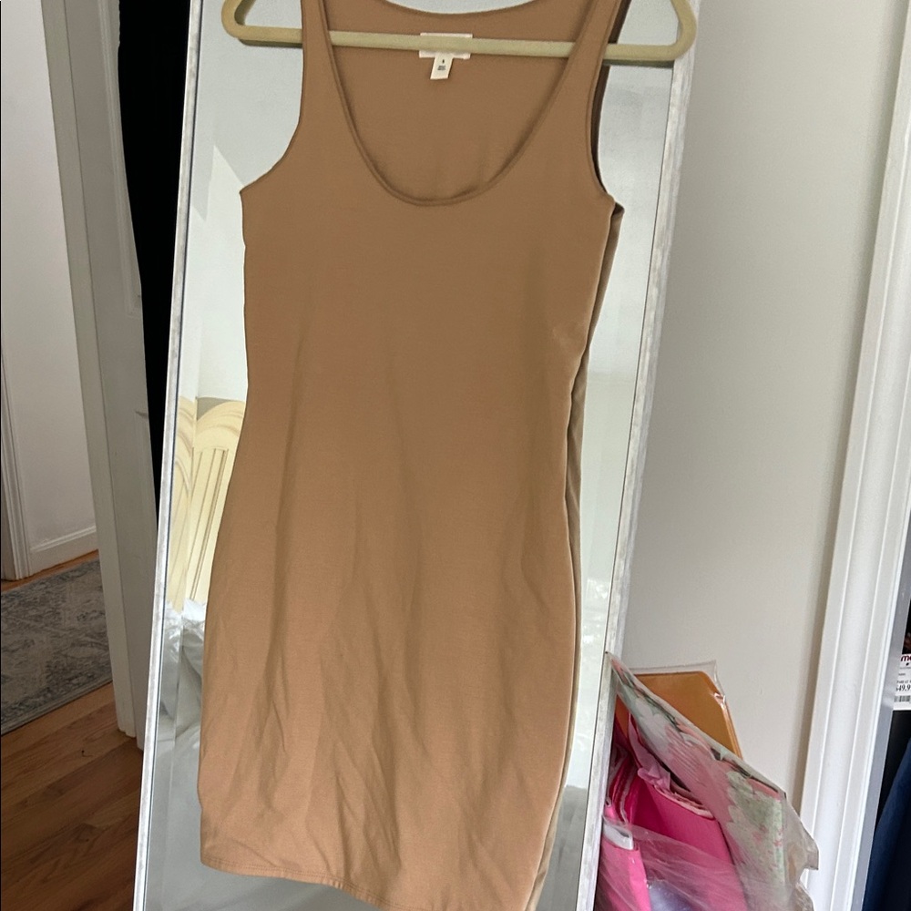 Chic Tan Sleeveless Mini Dress